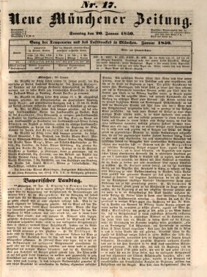 Neue Münchener Zeitung (Süddeutsche Presse) Sonntag 20. Januar 1850