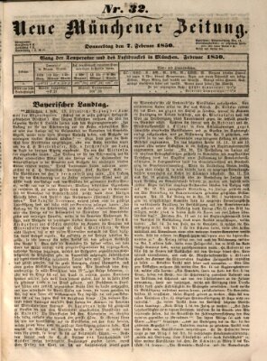 Neue Münchener Zeitung (Süddeutsche Presse) Donnerstag 7. Februar 1850