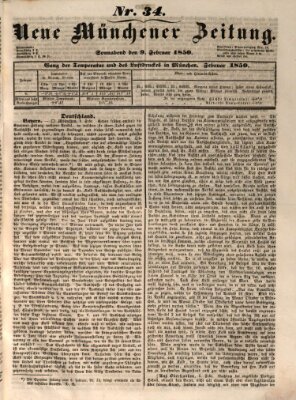 Neue Münchener Zeitung (Süddeutsche Presse) Samstag 9. Februar 1850