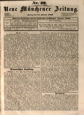 Neue Münchener Zeitung (Süddeutsche Presse) Freitag 15. Februar 1850