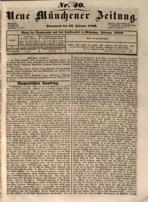 Neue Münchener Zeitung (Süddeutsche Presse) Samstag 16. Februar 1850