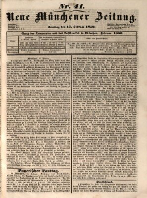 Neue Münchener Zeitung (Süddeutsche Presse) Sonntag 17. Februar 1850