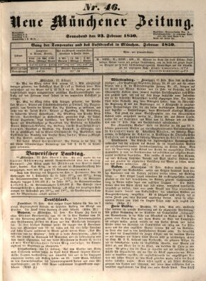 Neue Münchener Zeitung (Süddeutsche Presse) Samstag 23. Februar 1850