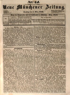 Neue Münchener Zeitung (Süddeutsche Presse) Dienstag 5. März 1850