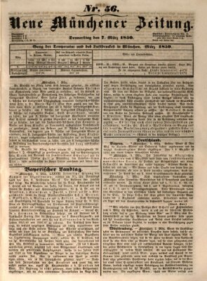 Neue Münchener Zeitung (Süddeutsche Presse) Donnerstag 7. März 1850