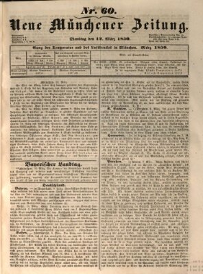 Neue Münchener Zeitung (Süddeutsche Presse) Dienstag 12. März 1850