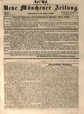 Neue Münchener Zeitung (Süddeutsche Presse) Mittwoch 13. März 1850