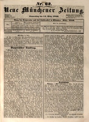 Neue Münchener Zeitung (Süddeutsche Presse) Donnerstag 14. März 1850