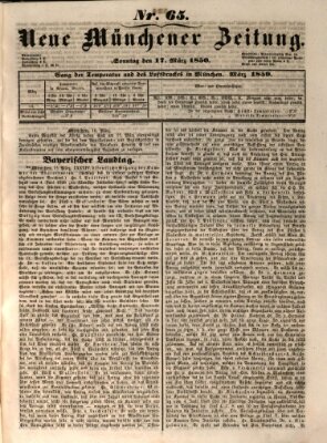 Neue Münchener Zeitung (Süddeutsche Presse) Sonntag 17. März 1850