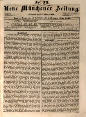 Neue Münchener Zeitung (Süddeutsche Presse) Mittwoch 27. März 1850