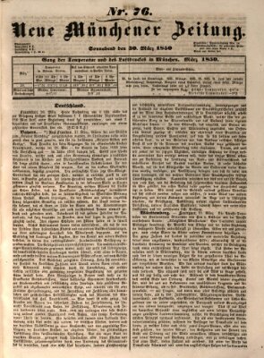 Neue Münchener Zeitung (Süddeutsche Presse) Samstag 30. März 1850