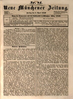 Neue Münchener Zeitung (Süddeutsche Presse) Freitag 5. April 1850