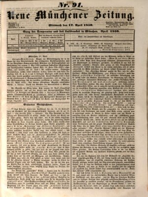 Neue Münchener Zeitung (Süddeutsche Presse) Mittwoch 17. April 1850