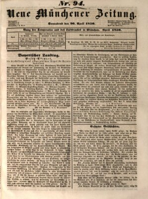 Neue Münchener Zeitung (Süddeutsche Presse) Samstag 20. April 1850