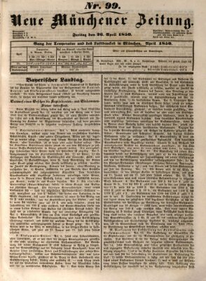 Neue Münchener Zeitung (Süddeutsche Presse) Freitag 26. April 1850