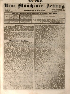 Neue Münchener Zeitung (Süddeutsche Presse) Donnerstag 2. Mai 1850