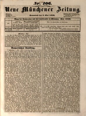 Neue Münchener Zeitung (Süddeutsche Presse) Samstag 4. Mai 1850