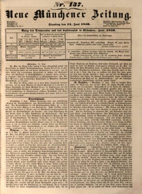 Neue Münchener Zeitung (Süddeutsche Presse) Dienstag 11. Juni 1850