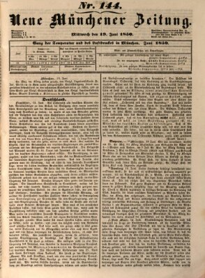 Neue Münchener Zeitung (Süddeutsche Presse) Mittwoch 19. Juni 1850