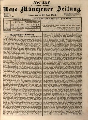 Neue Münchener Zeitung (Süddeutsche Presse) Donnerstag 27. Juni 1850