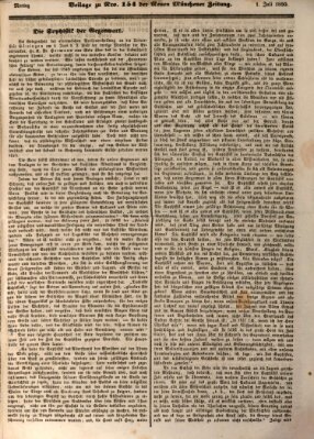 Neue Münchener Zeitung (Süddeutsche Presse) Montag 1. Juli 1850