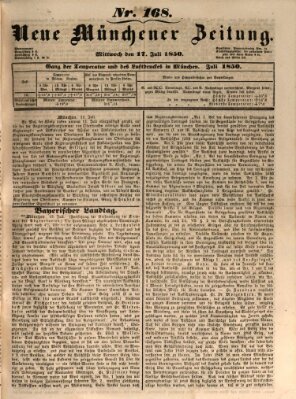 Neue Münchener Zeitung (Süddeutsche Presse) Mittwoch 17. Juli 1850