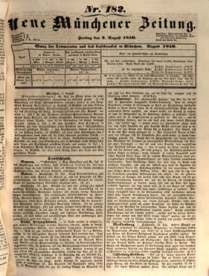 Neue Münchener Zeitung (Süddeutsche Presse) Freitag 2. August 1850