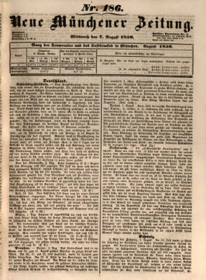 Neue Münchener Zeitung (Süddeutsche Presse) Mittwoch 7. August 1850