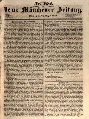 Neue Münchener Zeitung (Süddeutsche Presse) Mittwoch 28. August 1850