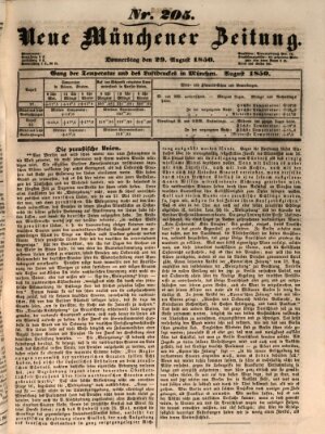 Neue Münchener Zeitung (Süddeutsche Presse) Donnerstag 29. August 1850