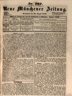 Neue Münchener Zeitung (Süddeutsche Presse) Samstag 31. August 1850