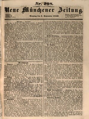 Neue Münchener Zeitung (Süddeutsche Presse) Sonntag 1. September 1850