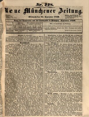 Neue Münchener Zeitung (Süddeutsche Presse) Mittwoch 25. September 1850