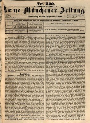 Neue Münchener Zeitung (Süddeutsche Presse) Donnerstag 26. September 1850