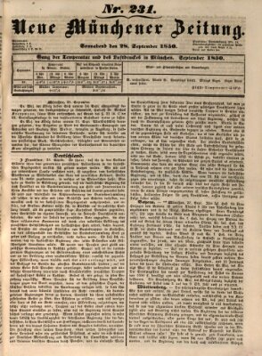 Neue Münchener Zeitung (Süddeutsche Presse) Samstag 28. September 1850