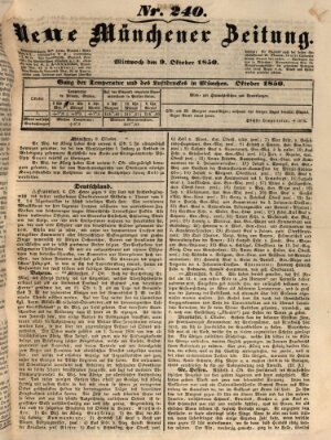 Neue Münchener Zeitung (Süddeutsche Presse) Mittwoch 9. Oktober 1850