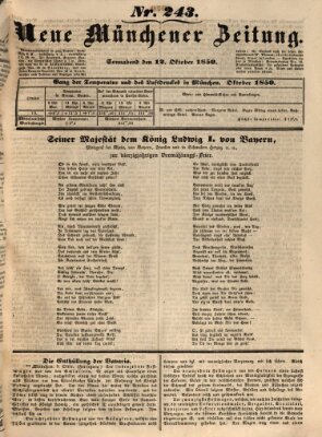 Neue Münchener Zeitung (Süddeutsche Presse) Samstag 12. Oktober 1850