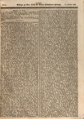 Neue Münchener Zeitung (Süddeutsche Presse) Montag 14. Oktober 1850