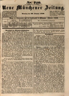 Neue Münchener Zeitung (Süddeutsche Presse) Sonntag 20. Oktober 1850