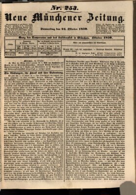 Neue Münchener Zeitung (Süddeutsche Presse) Donnerstag 24. Oktober 1850