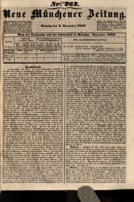 Neue Münchener Zeitung (Süddeutsche Presse) Sonntag 3. November 1850