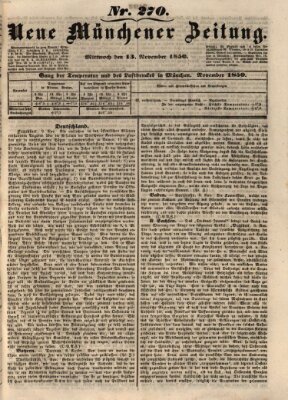 Neue Münchener Zeitung (Süddeutsche Presse) Mittwoch 13. November 1850