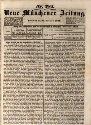 Neue Münchener Zeitung (Süddeutsche Presse) Samstag 30. November 1850