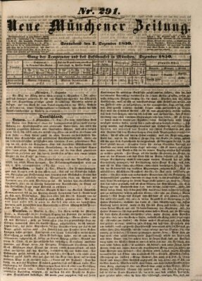 Neue Münchener Zeitung (Süddeutsche Presse) Samstag 7. Dezember 1850