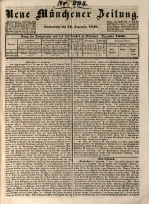 Neue Münchener Zeitung (Süddeutsche Presse) Donnerstag 12. Dezember 1850