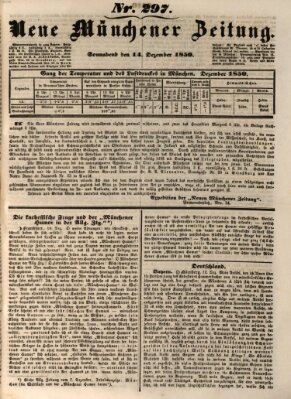 Neue Münchener Zeitung (Süddeutsche Presse) Samstag 14. Dezember 1850