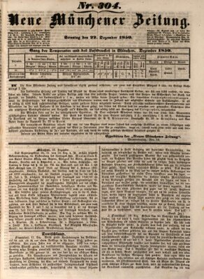 Neue Münchener Zeitung (Süddeutsche Presse) Sonntag 22. Dezember 1850