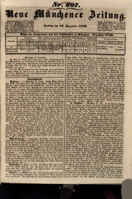 Neue Münchener Zeitung (Süddeutsche Presse) Freitag 27. Dezember 1850