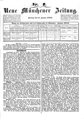 Neue Münchener Zeitung (Süddeutsche Presse) Freitag 3. Januar 1851