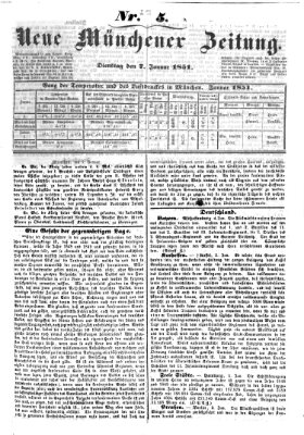 Neue Münchener Zeitung (Süddeutsche Presse) Dienstag 7. Januar 1851